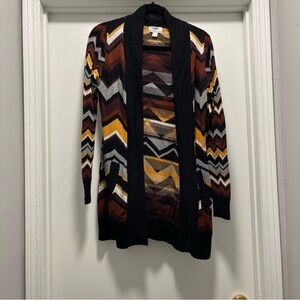 Missoni for Target Womens Cardigan Sweater XS Brown Chevron Open Front Pockets
